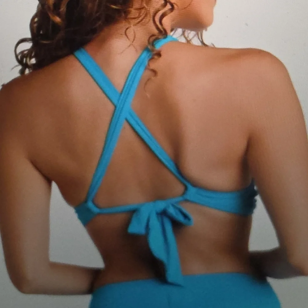 LA BLANCA Island Goddess High Neck Midkini Top Lagoon Size 10